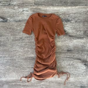 Never worn Zara ribbed orange dress
